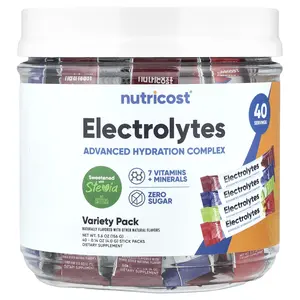 Nutricost Electrolytes, Advanced Hydration Complex, Variety Pack, 40 Stick Packs, 0.14 oz (4 g ) Each