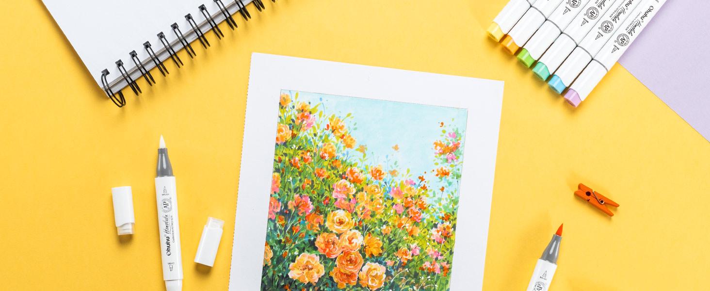 Ohuhu Alcohol Markers: Brush & Chisel / Fine - 48 Mid-tone Colors - AP Certificated Double Tipped Alcohol Based Art Marker Set for Artist Adults Coloring Illustration - Refillable - Honolulu & B Series of Ohuhu Ohuhu Alcohol Markers: Brush & Chisel / Fine - 48 Mid-tone Colors - AP Certificated Double Tipped Alcohol Based Art Marker Set for Artist Adults Coloring Illustration - Refillable - Honolulu & B Series of Ohuhu