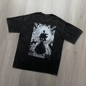 Benimaru Shinmon Fire Force Oversized Washed Black Tee – Anime Streetwear for Men & Women