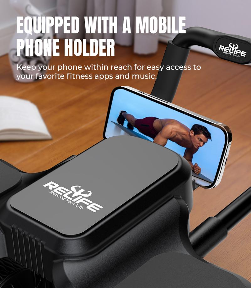 RELIFE REBUILD YOUR LIFE 4-Wheel Ab Roller with Knee Mat Automatic Rebound 2 in 1 Ab Roller with Widened Elbow Support Abdominal Training Equipment