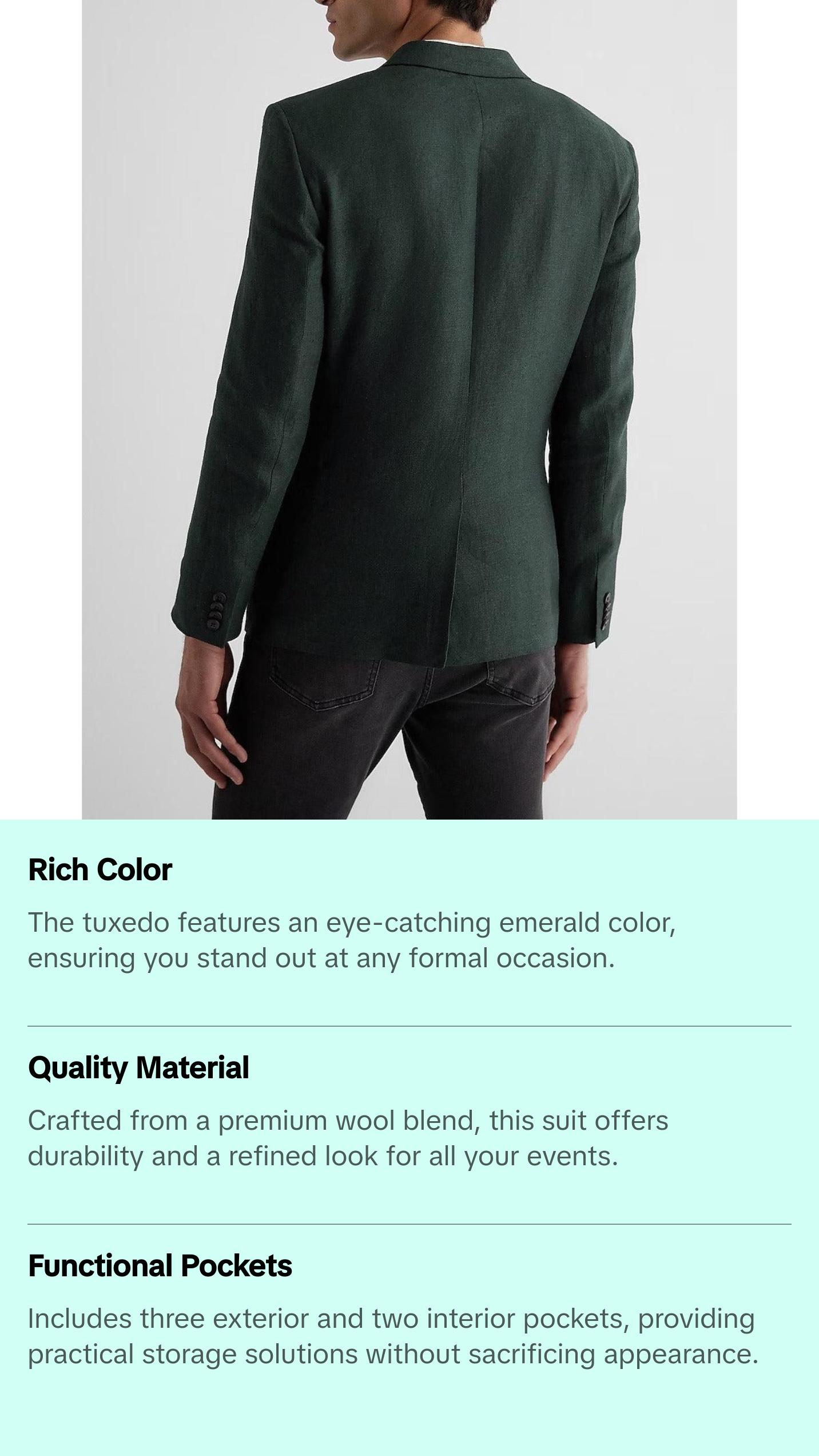 Mens Trendy Emerald Tuxedo Suit