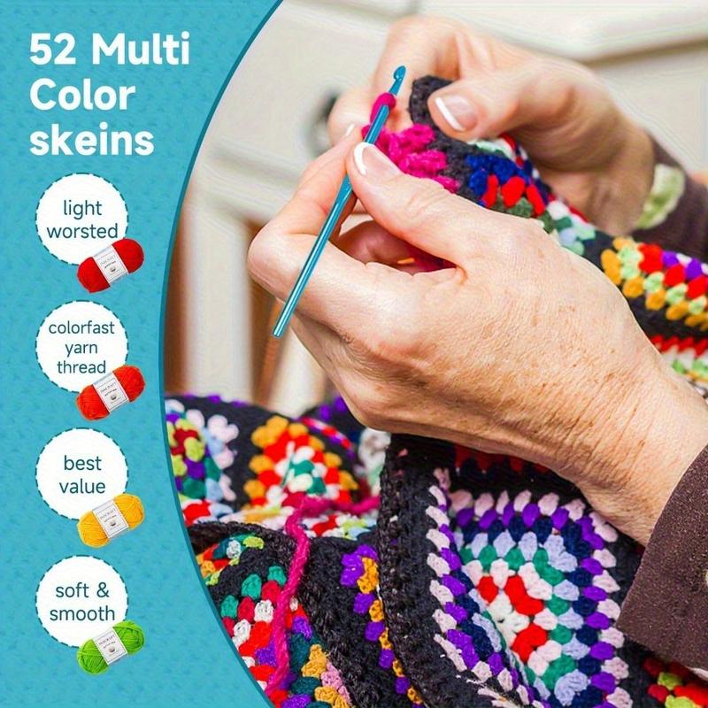 70/43Piece Complete Crochet Kit for Beginners  Acrylic Yarn Skeins 4 Crochet Hooks & 2 Knitting Needles with Needle Labels All-in-One DIY Knitting Supplies for Adults & Craft Lovers