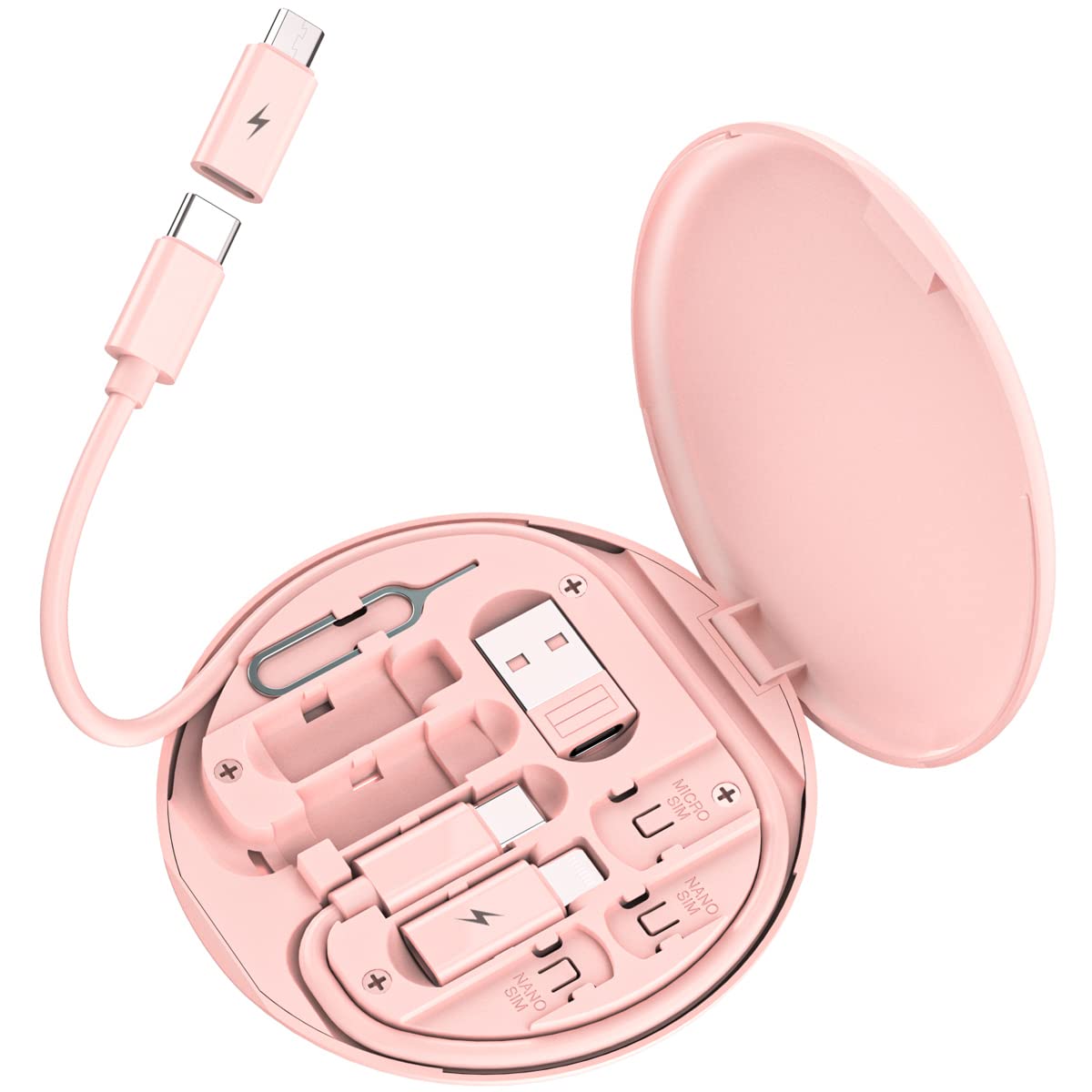 Multi USB Charging Adapter Cable Kit, USB C to iOS Device Adapter Box, Conversion Set A & Type C to Male Micro /Type C/iOS Device, Data Transfer, Card Storage, Tray Eject Pin, Phone Holder (pink) Multi USB Charging Adapter Cable Kit, USB C to iOS Device Adapter Box, Conversion Set A & Type C to Male Micro /Type C/iOS Device, Data Transfer, Card Storage, Tray Eject Pin, Phone Holder (pink)