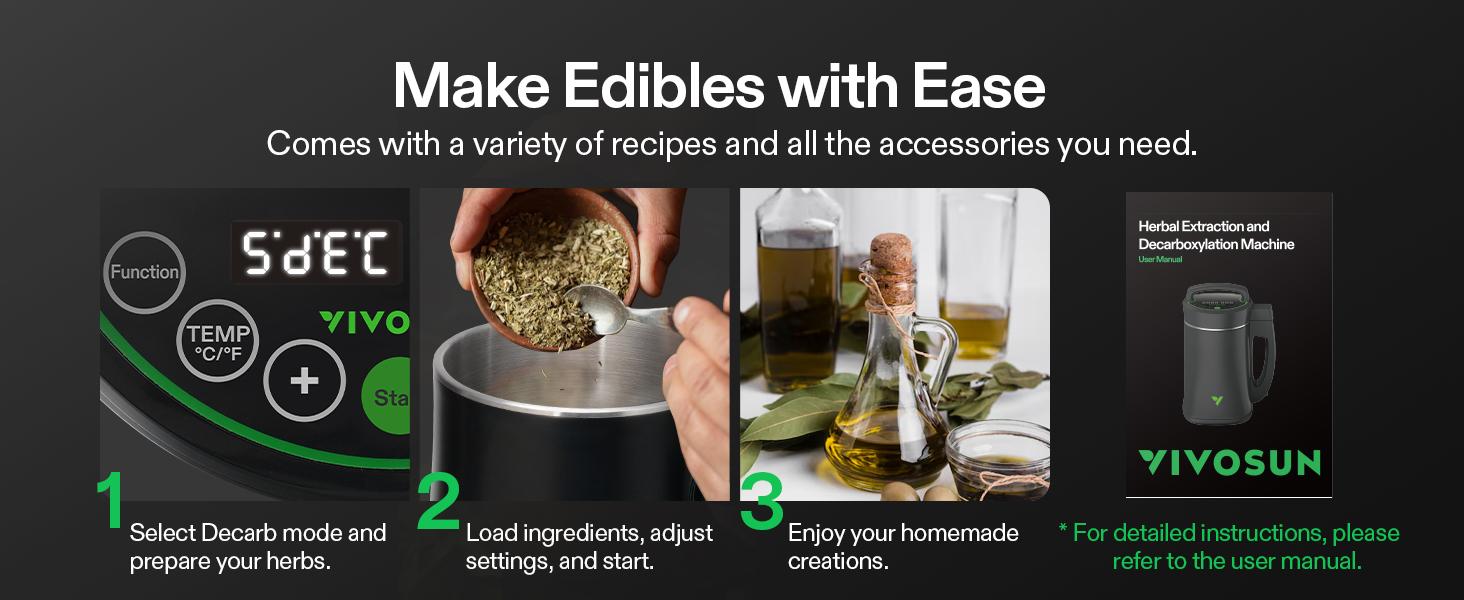 VIVOSUN Herbal Decarboxylation and Infusion Machine, Botanical Extractor and Infuser for Making Butter, Oil, and Tinctures, Includes Recipes and Complete Accessories