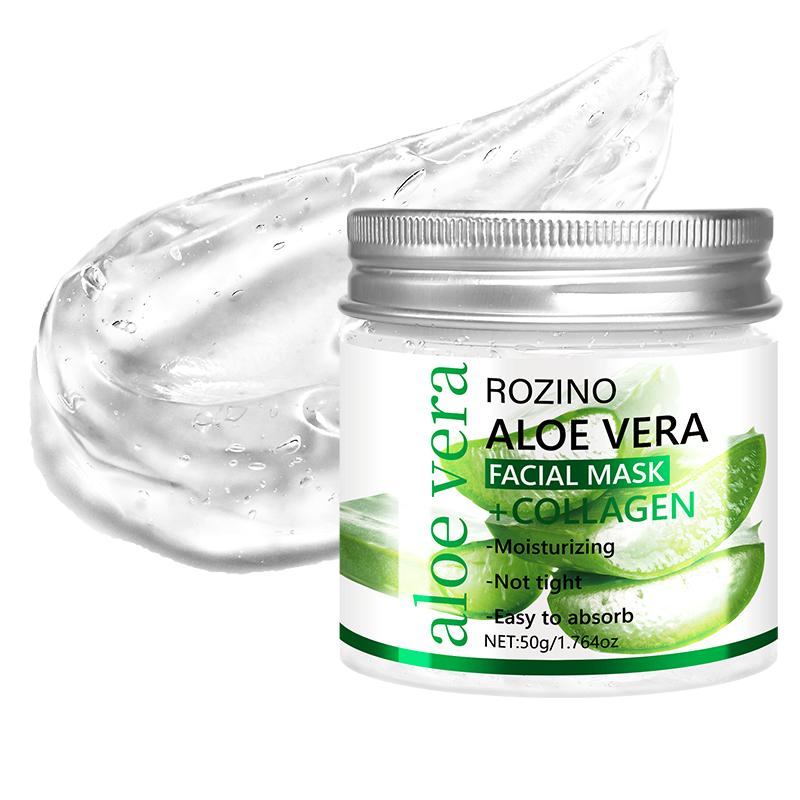 Rozino Aloe Vera & Collagen Facial Mask - Moisturizing Night Care for Smooth Soft Skin Texture - 50g