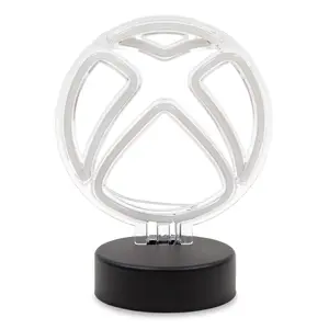 Xbox Logo Battery-Powered White Neon Desk Lamp Light | 9 Inches Tall