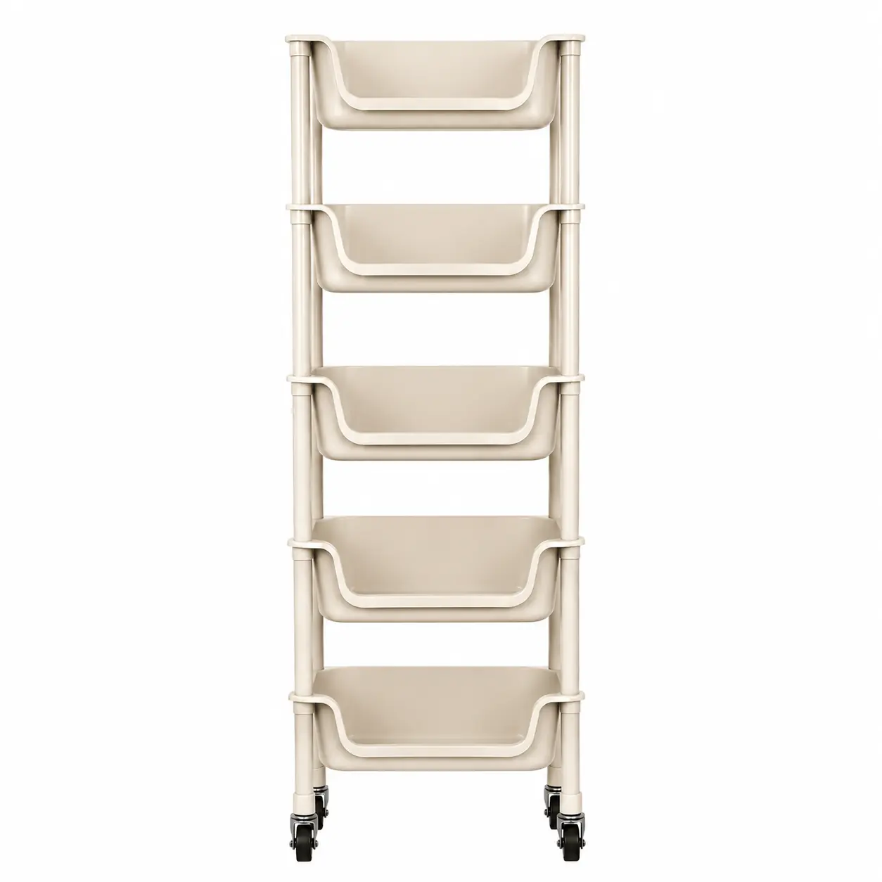 rolling  shelf  5 Tier Rolling Storage Cart with Wheels, Slim Organizer Rack for Bathroom Kitchen Home handle side metal utility