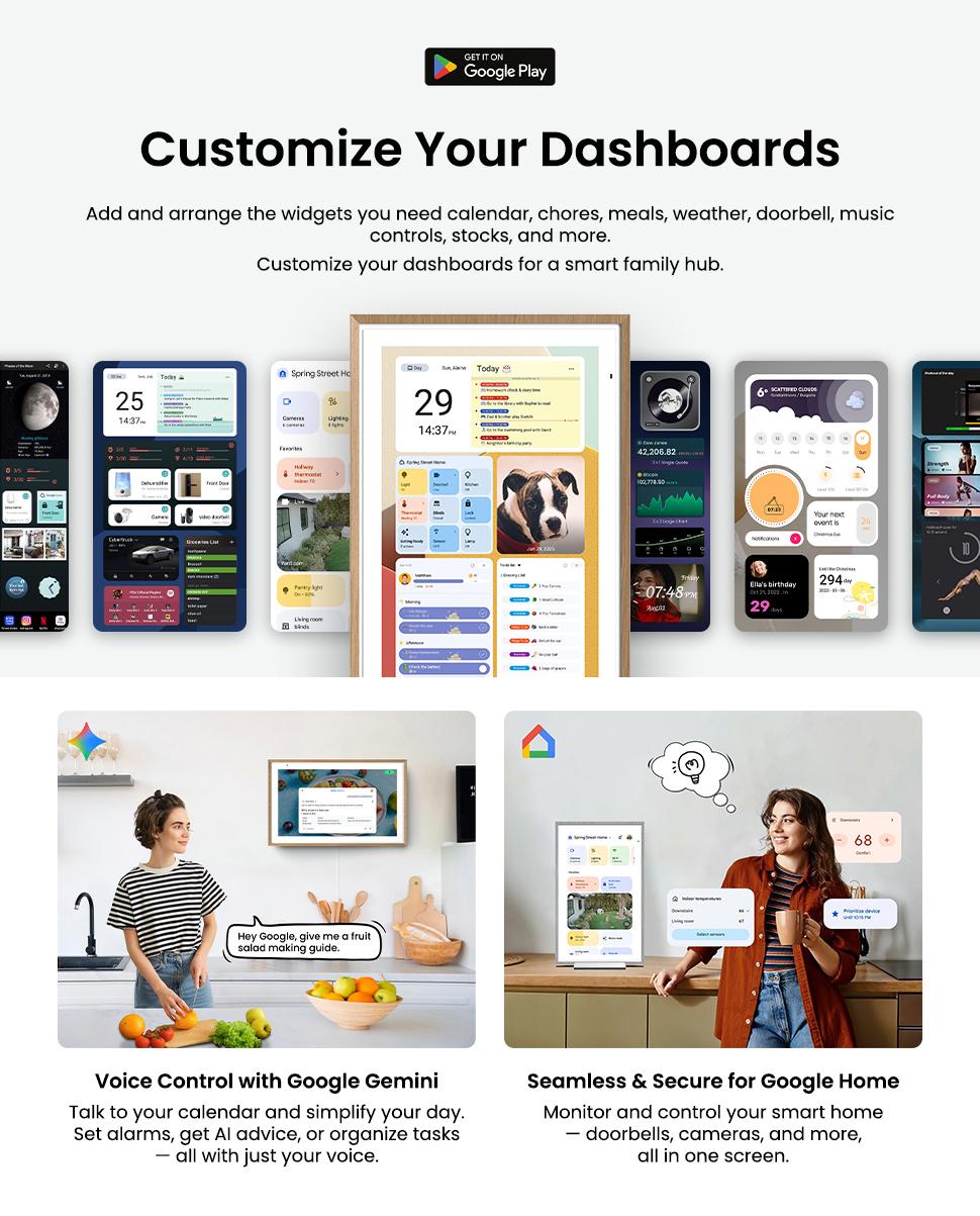 2026 ApoloSign Dual-Mode Digital Family Wall Calendar, 15.6" 21.5" Planner Calendar for Kids Chore Chart, Voice Control & Gemini AI, Tasks, Daily Routines, Schedules Organizer, No Subscription Fee, Supports Customize Widget Dashboard