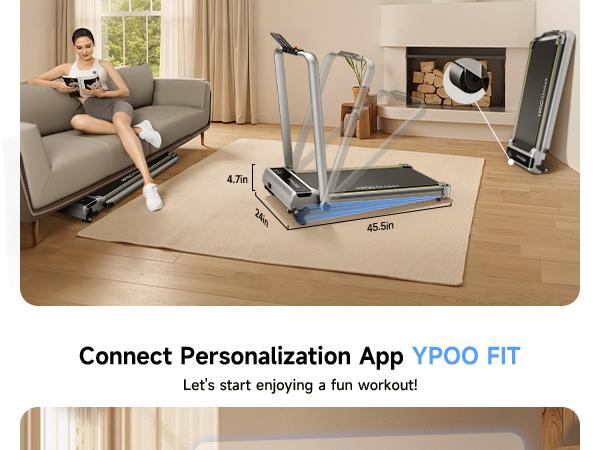 YPOO Home Walking Pad with Manual Incline,Caminadora  Cozy Cardio treadmill for Walking Jogging and Light Running, caminadoras de ejercicio treadmills for home
