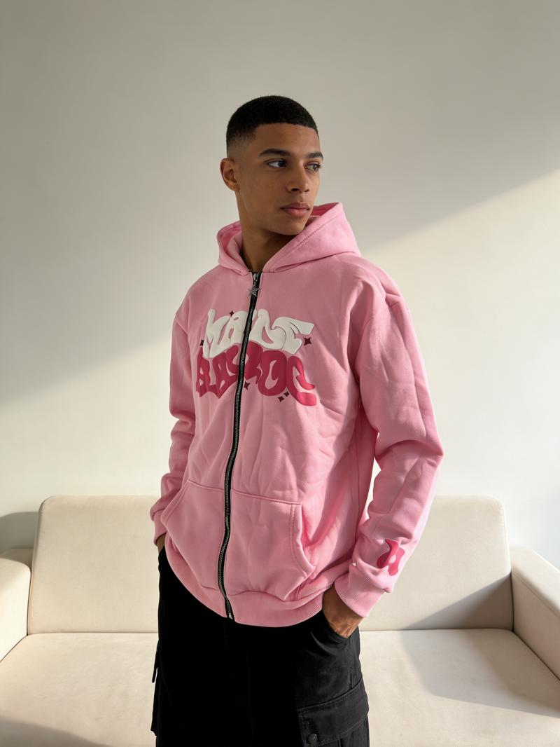 Men, women, versatile for daily use，Retro Star And Letter Printed Zipper Hoodies，Spring Autumn Harajuku Y2K Women And Men Fashion Hip Hop Long Sleeve Hooded  Avant-Garde - Street Casual    Spring/Fall    Loose    Zipper  Pocket  Patched