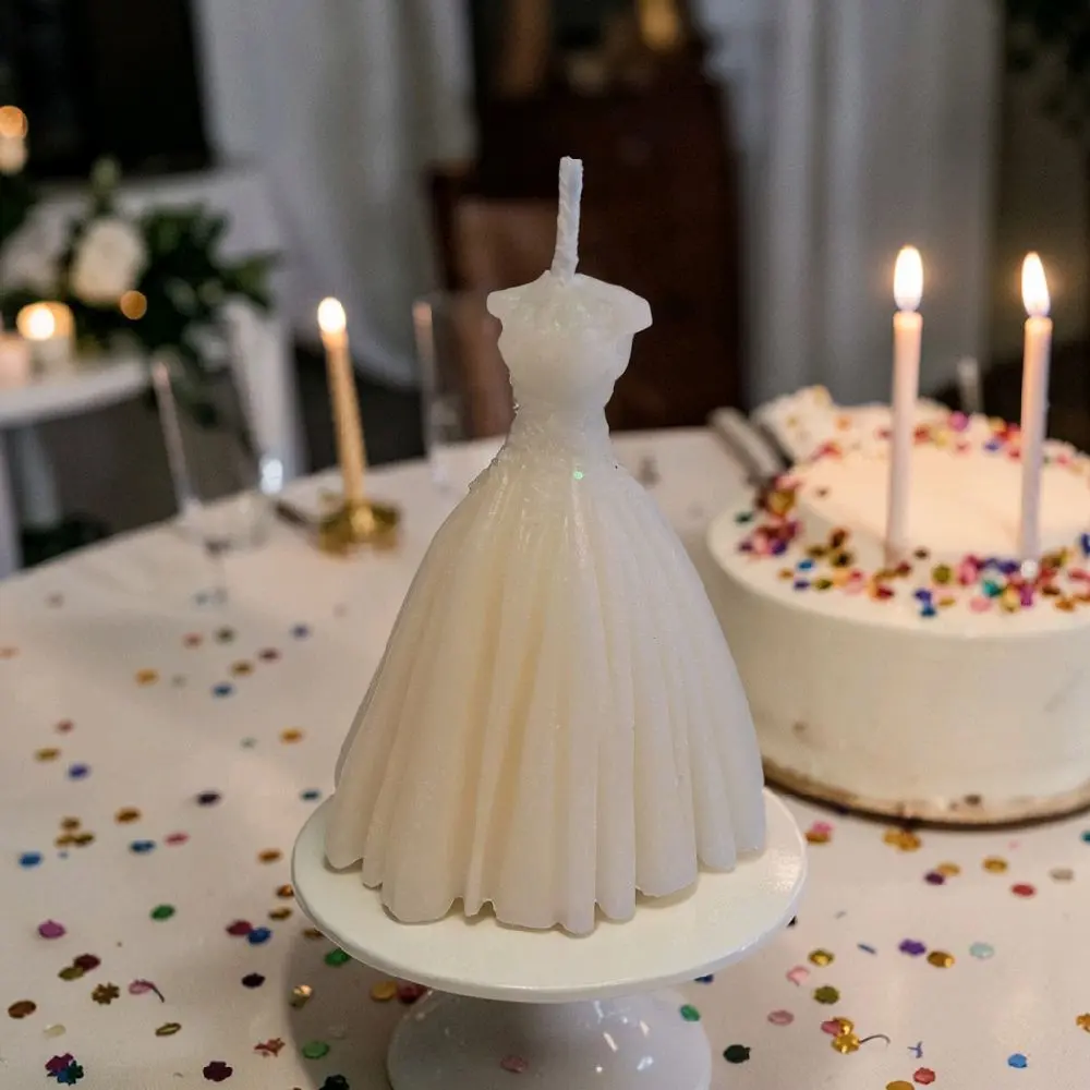 Elegant Princess Gown-Themed Happy Birthday Candle, Traditional Classic Cake Decoration, Home Supplies