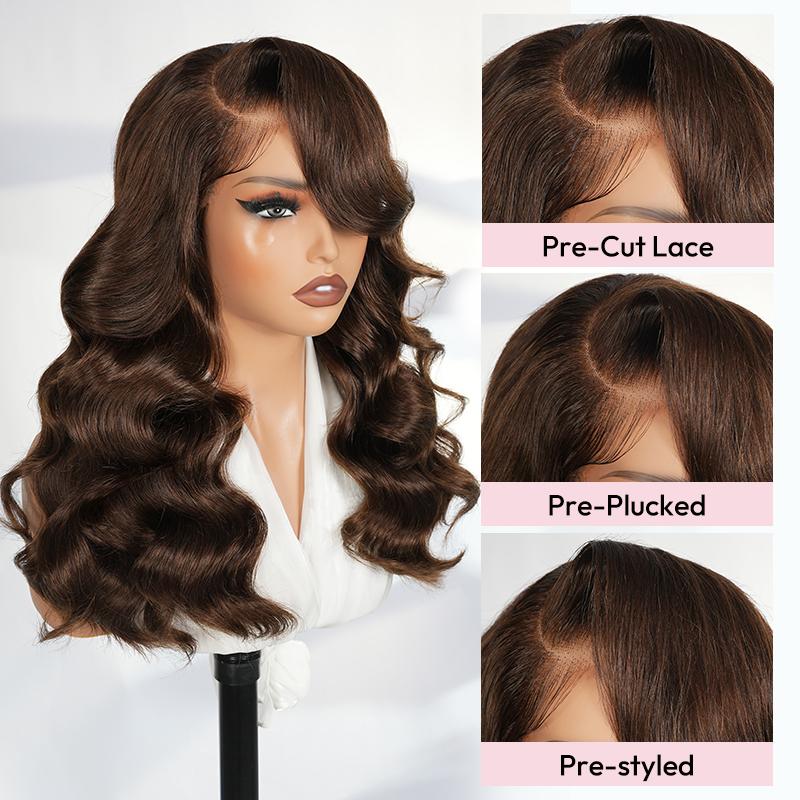 West Kiss 250% Density Right Side Part Glueless LayerCut Wig 6x8 Lace Closure Wig Body Wave Pre Cut Pre Bleached Ready Go Wigs