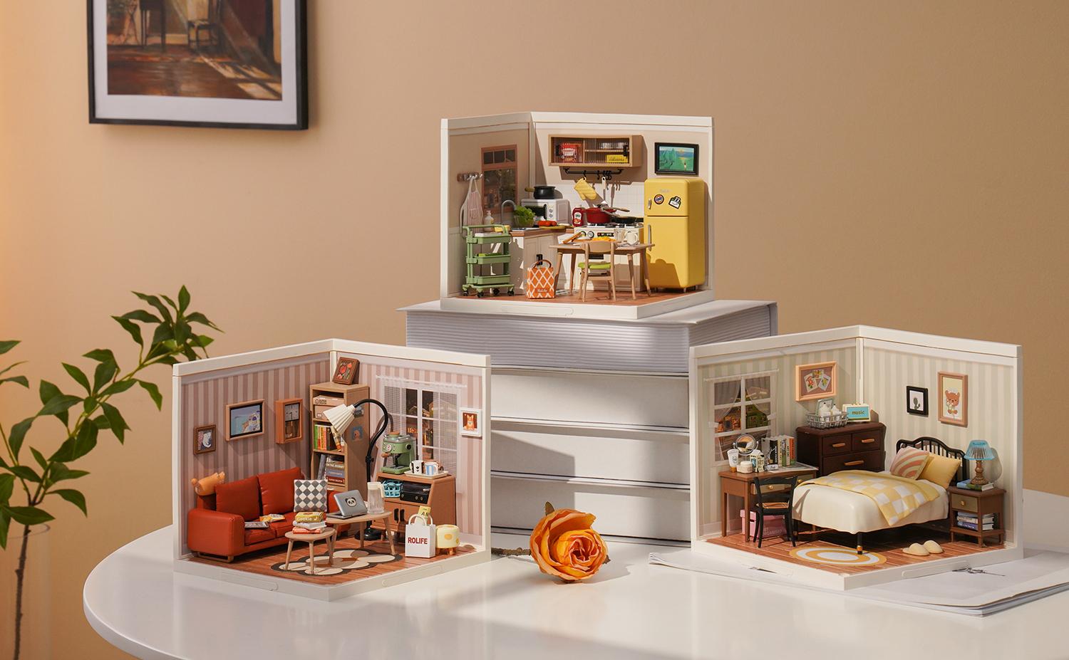 Rolife DIY Miniature Dollhouse Kit Super Store Series Plastic Building Blocks Kits Mini Dollhouse Plastic Tiny Room Craft Hobby Decent Gifts