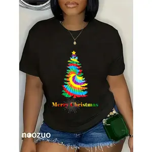 100% Cotton Tie Dye Colorful Retro Family Christmas Tree Holiday Gift T-Shirt