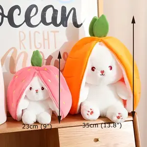 [No Light] Strawberry Bunny Plush Toy| Soft Kawaii Stuffed Animal, Ultra Soft Fabric, Perfect for Cuddling, Gifting & Decorating Beds & Shelves