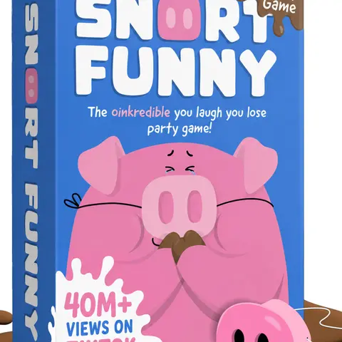 Snort Funny – The Oinkcredible You Laugh You Lose Party Game | Family Games for Kids and Adults | 150 Challenge Cards, 5 Pig Snouts & Mud Tokens | Funny Games for Friend & Family, 4-8 Players, Ages 8+