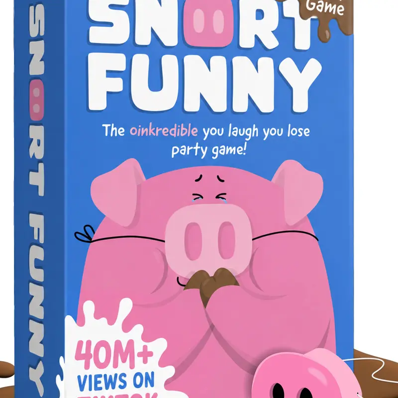 Snort Funny – The Oinkcredible You Laugh You Lose Party Game | Family Games for Kids and Adults | 150 Challenge Cards, 5 Pig Snouts & Mud Tokens | Funny Games for Friend & Family, 4-8 Players, Ages 8+