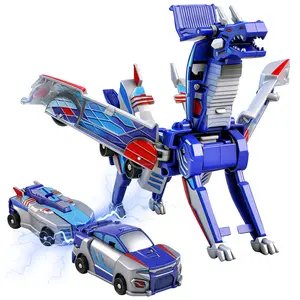 2 in 1 Transforming Dinosaur Car Toy Crash and Auto Change Robot Gift for Kids