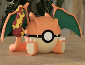 Charizard-Inspired 3D Printed Poké Ball – Fire-Type Display Collectible