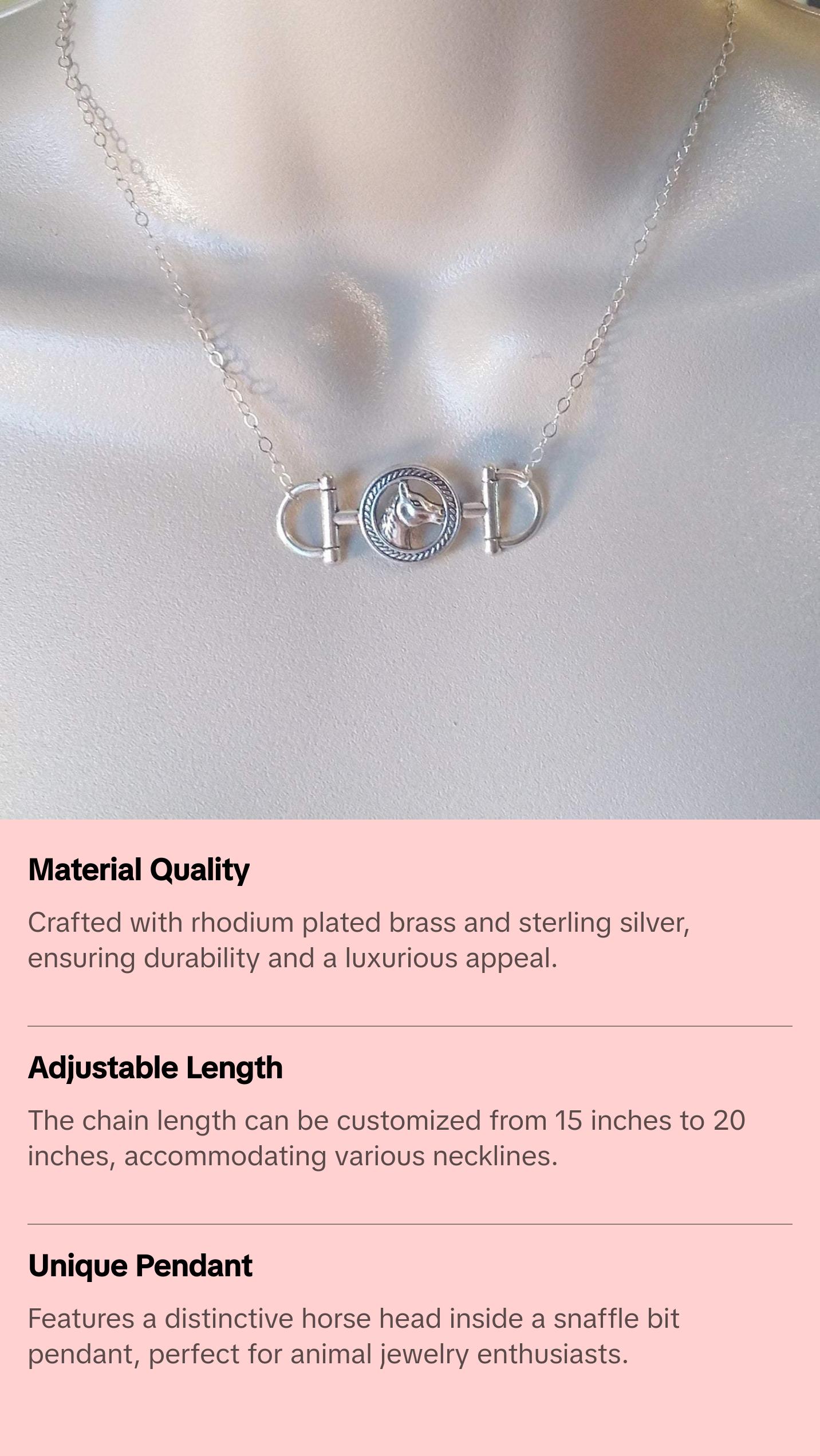 Horse Necklace, Horse Snaffle Bit Necklace, Silver Necklace, Silver Jewelry, Animal Jewelry, Equestrian Jewelry, Christmas Gift, Gift Ideas