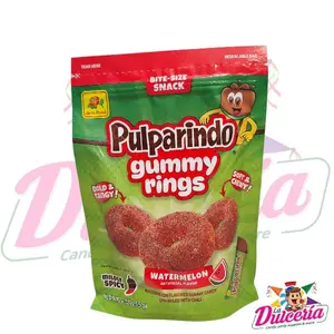 Pulparindo Gummy Rings Watermelon Tamarind or Mango Flavor Soft & Chewy Candy Snack