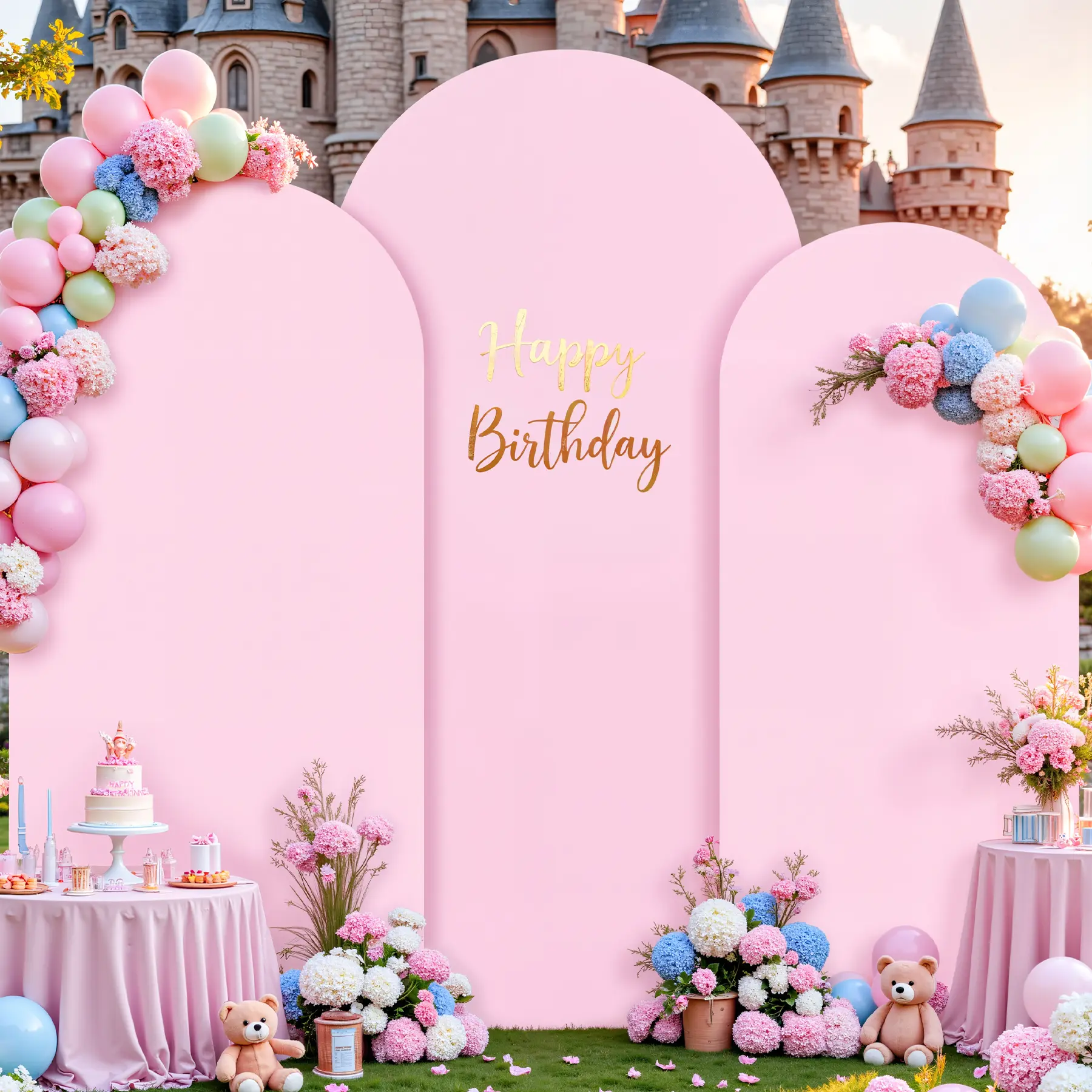 Spandex Round Arch Backdrop Cover, 6FT/6.6FT/7.2FT Stretch Polyester Arch Stand Cover, Wrinkle-Resistant Fabric for Wedding, Birthday Party, Baby Shower, Photoshoot & Event Decoration