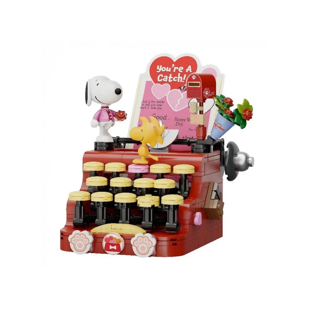 Pantasy Peanuts Snoopy Retro Time Series Typewriter Interlocking Building Block Kit, 332-Piece Collectible DIY Set, Display Model Toy for Classic Novelty Toy Enthusiasts, Great for Display or Gifting, Collectible Building Set