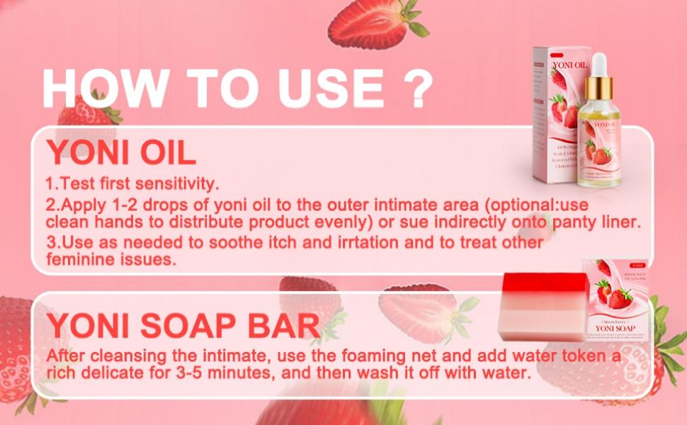 Feminine Wash & Oil & Yoni Soap Set for Women, Yoni Wash for Ph Balance Remove Odor Moisturizing