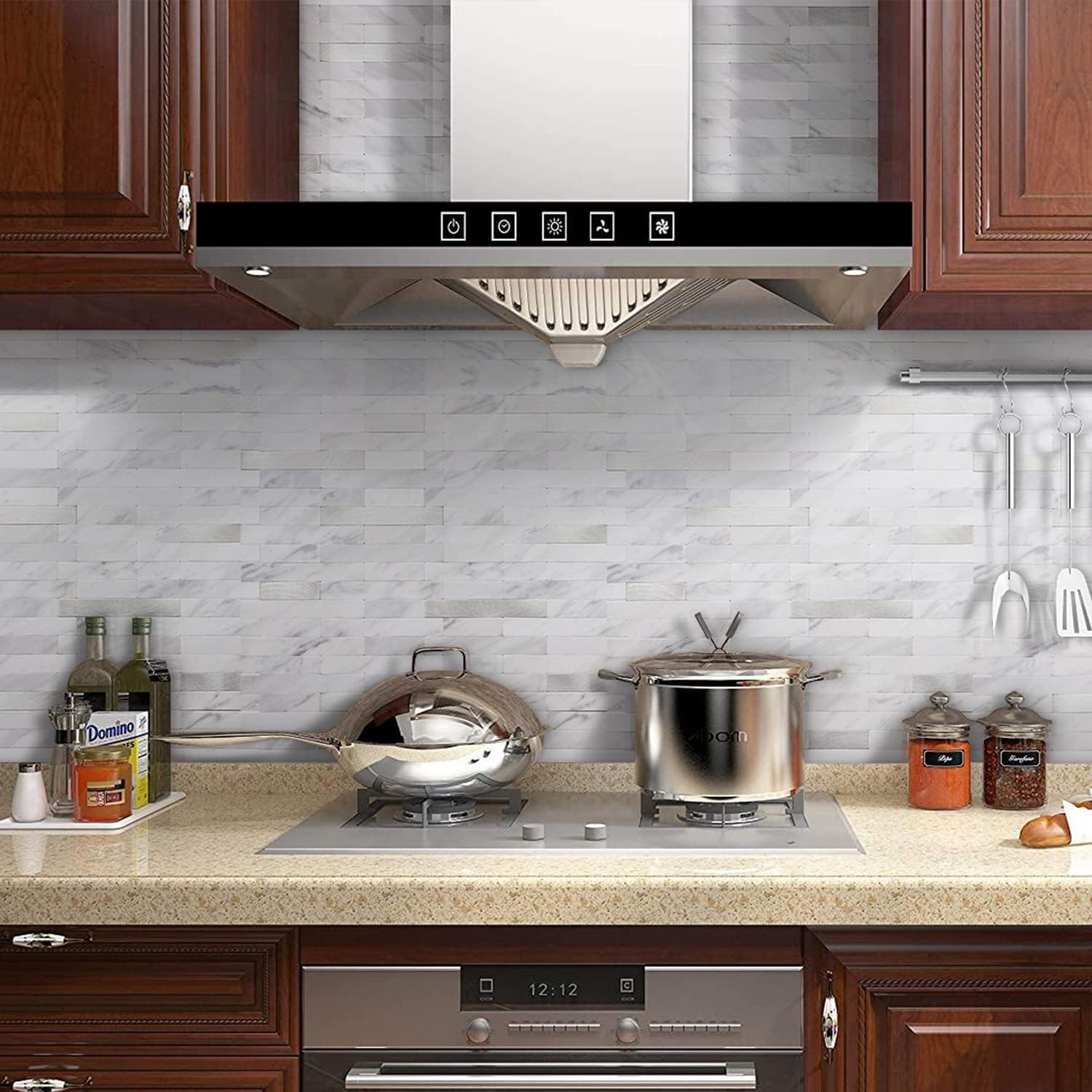 STICKGOO 10 Sheets PVC Peel and Stick Backsplash Tile for Kitchen/Bathroom/Laundry Room/Fireplace/RV, Tile Sticker, Wall Tile, Kitchen Backsplash