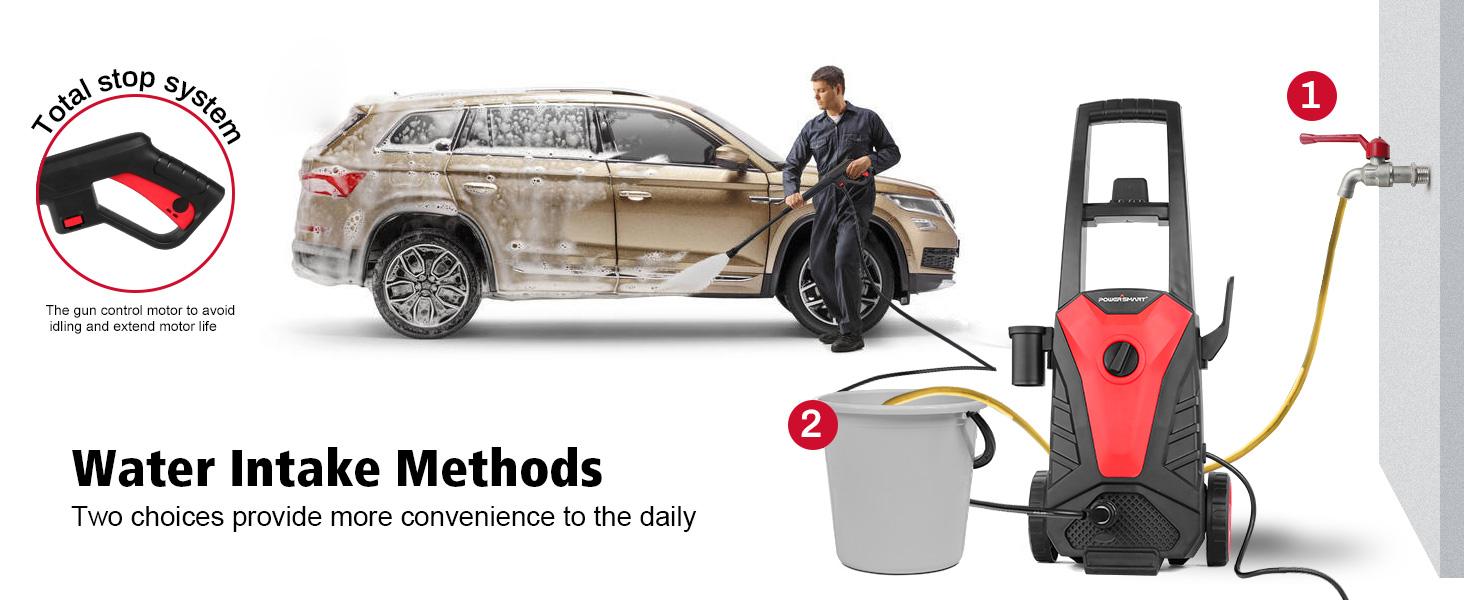 PowerSmart Electric Pressure Washer, Max 2800PSI, 1.8 GPM, Lightweight Portable Pressure Washer with 35FT Power Cord, 20FT Hose, Foam Cannon, Spray Gun for Cleaning Cars, Fences, Decks, and Patios (PS2020)