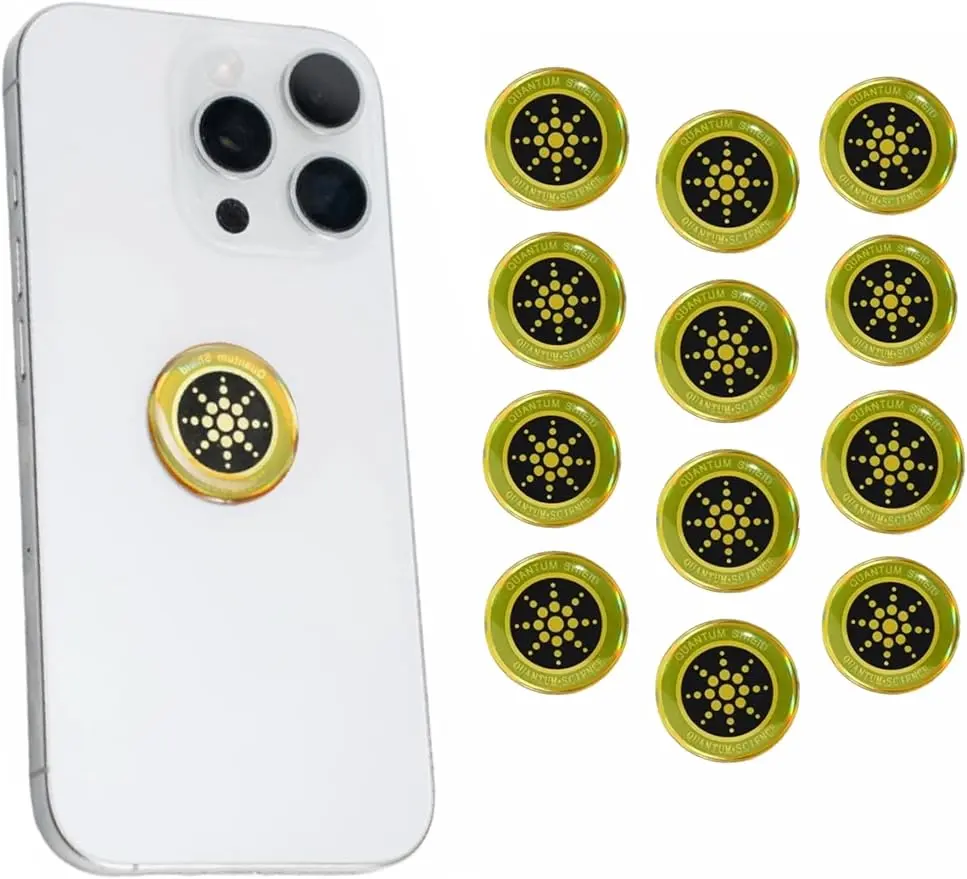 EMF Protective Blocker Stickers with Adhesive Bond - Neutralizing Shield Chip for Cell Phones (Cased), 5G WiFi Devices, Tablets, Laptops, TVs (12/24 Pack, 12 Pcs - Gold) | Phone & Electronics Accessories