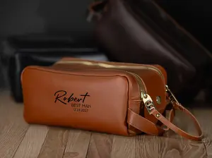 Customized Leather Toiletry Bag for Men