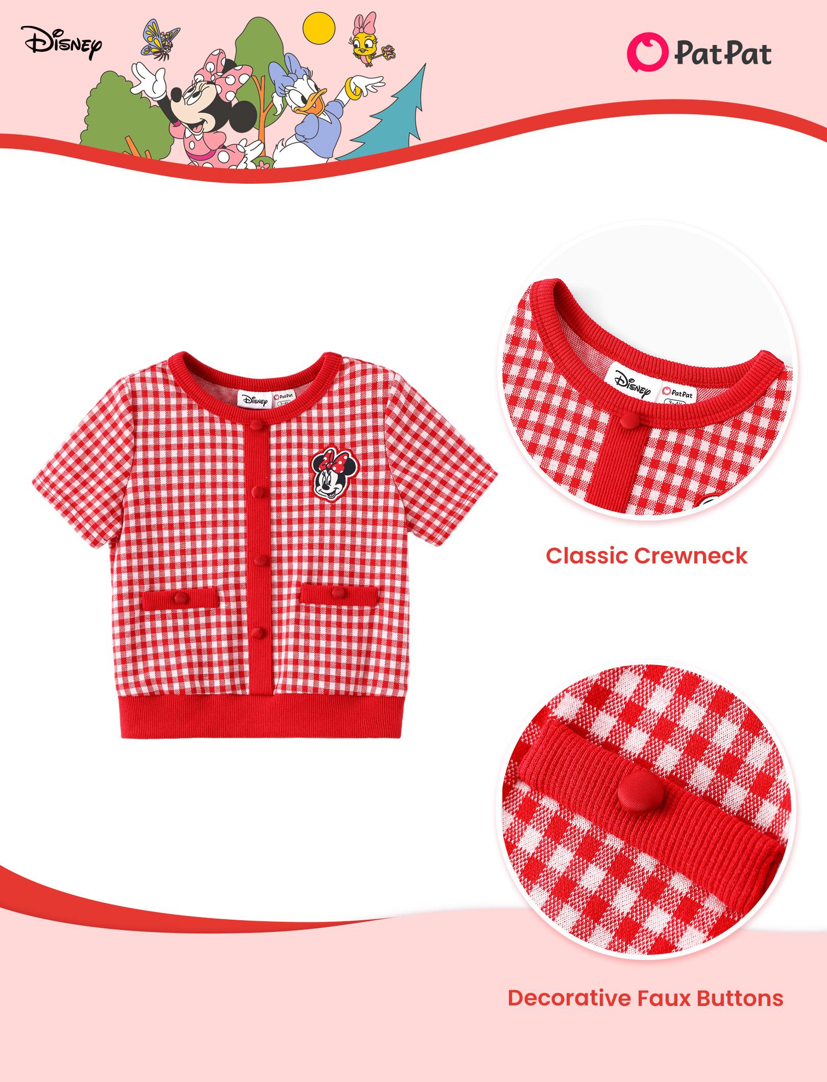 PatPat Disney Princess Ariel Little Mermaid Toddler Girls 2-Piece Pearl Button Knit Top & Tweed Skirt Set for Ages 2-9 Years Cute Minnie SpringGlowUp RefreshedLook