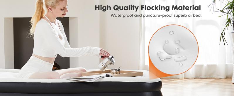 Air Mattress - Inflatable Blow Up Mattress Airbed with Built-in Pump, Double Height, Adjustable Portable for Home or Camping