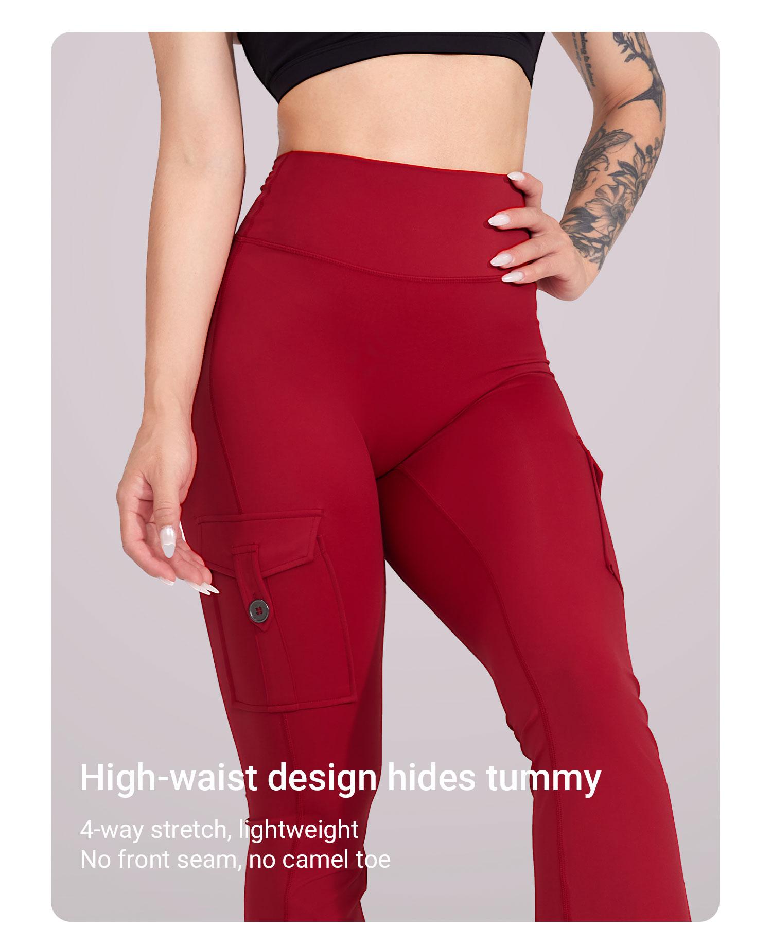 YEOREO CoreFlex Women's Workout Flare Leggings with Pockets Hidden Scrunch High Waisted Cargo Gym Yoga No Front Seam Leggings Flared Joggers Fitness Outfit Camouflage Sports Pants 75% Nylon 25% Spandex SpringStatements