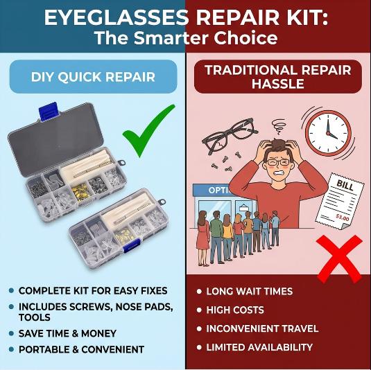 Eyeglass Nose Pads Kit, Upgraded Ultra-Soft Silicone Air Cushion Pads, Anti-Slip Screw-In Glasses Repair Set with Free Tools & Accessories, Reduces Pressure, Ensures Secure Fit for Daily Glasses Wearers