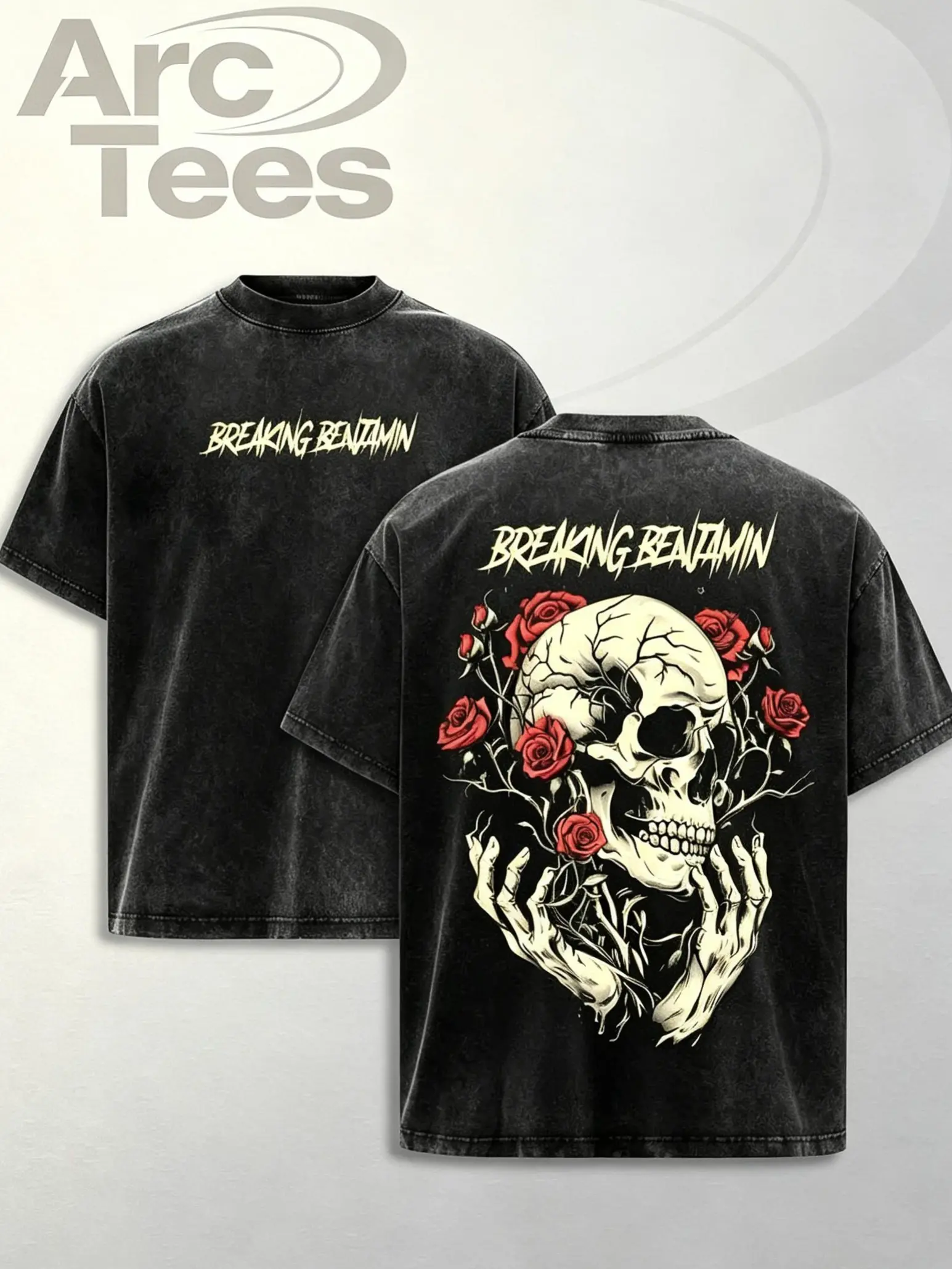 [ArcT] Breaking Benjamin Band Tee Washed – Vintage Heavy Cotton Oversize Unisex Metal Rock Band T-Shirt, Sweatshirt & Hoodie, Post-Grunge Alternative Rock Streetwear, Retro Y2K Tour Concert Merch Graphic Top for Music Fans