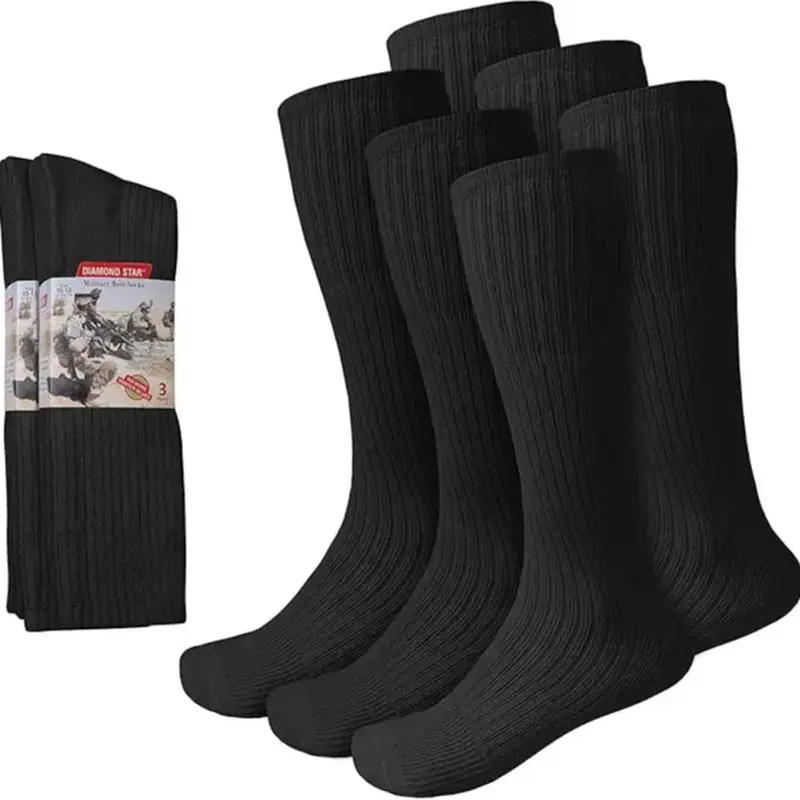 DIAMOND STAR Men'S Crew Socks, Army Boot Socks Combat Trekking Hiking- Firefighter Policemen Cotton Socks