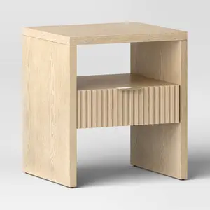 New Groove Dowel Accent Table with Shelf