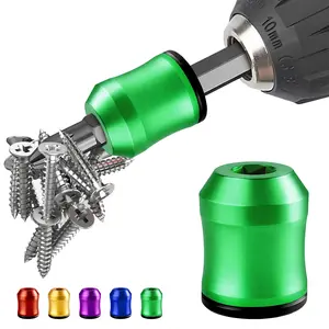 Strong Magnetic Screw Ring, 1/4 Inch/ 6.35 mm Universal Magnetic Screw Ring Bit for Hex Screwdriver and Power Bits, Magnetic Screw Ring Bit Magnetizer Ring Metal Magnetizer Screw