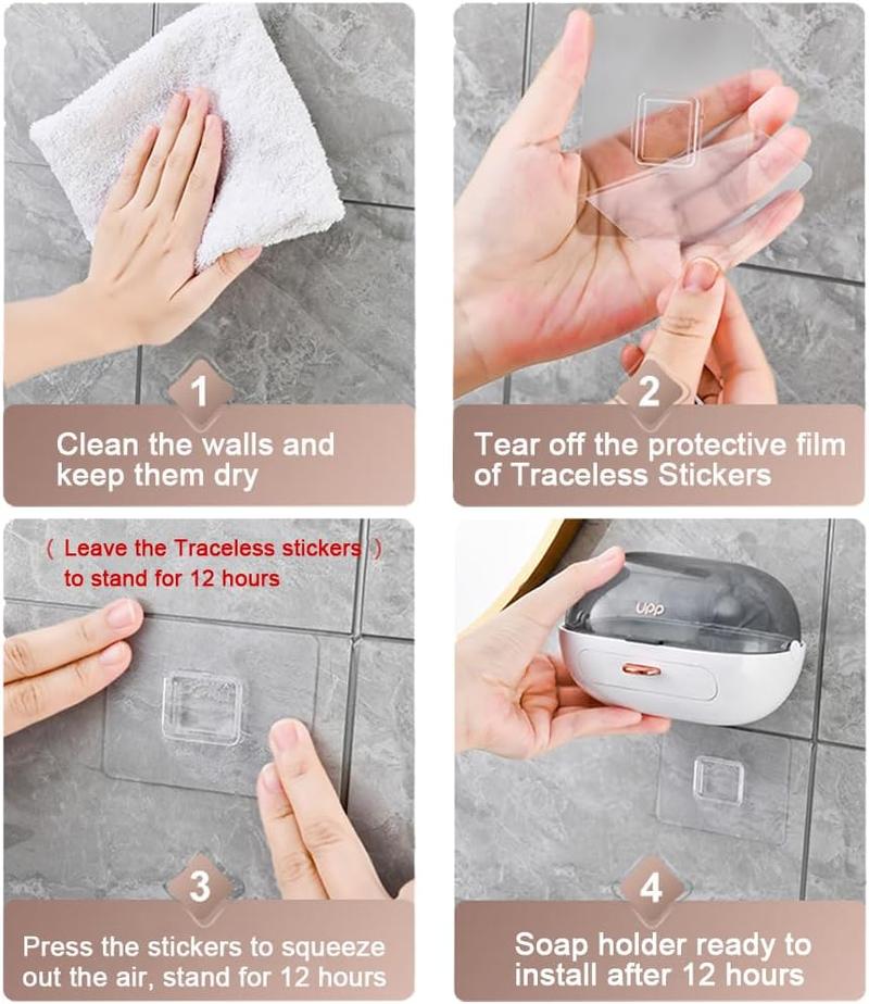 2 Pack Shower Soap Dish Holder with Lid, Bar Soap Holder with Drain, Wall Mounted Soap Box Container for Shower, Bathroom, Bathtub, Kitchen Sink, Adhesive Included 2 Pack Shower Soap Dish Holder with Lid, Bar Soap Holder with Drain, Wall Mounted Soap Box Container for Shower, Bathroom, Bathtub, Kitchen Sink, Adhesive Included