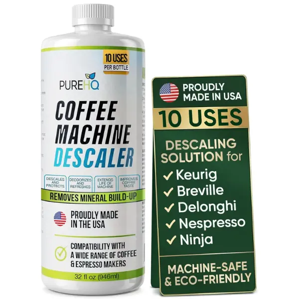 Coffee Machine Descaler (1 Pack) - 10 Uses - Keurig Descaling Solution - Universal Descaler for Keurig, Nespresso, Delonghi, Breville and All Single Use Coffee and Espresso Machines - Made in USA