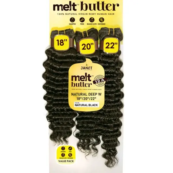 Janet Collection melt butter 12A 100% Natural Virgin Remy Human Hair NATURAL Deep wave 3PCS Value Pack