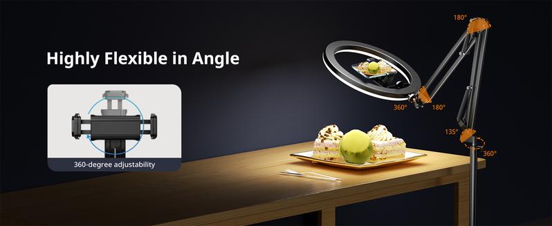 UBeesize 12" Ring Light Tripod for iPhone with Overhead Phone Mount ,75" Tall  Adjustable Aluminium Stand for Photography/Live Streaming/TikTok/YouTube Content Creation Selfie Cellphone Nail Art & Drawing for Artists