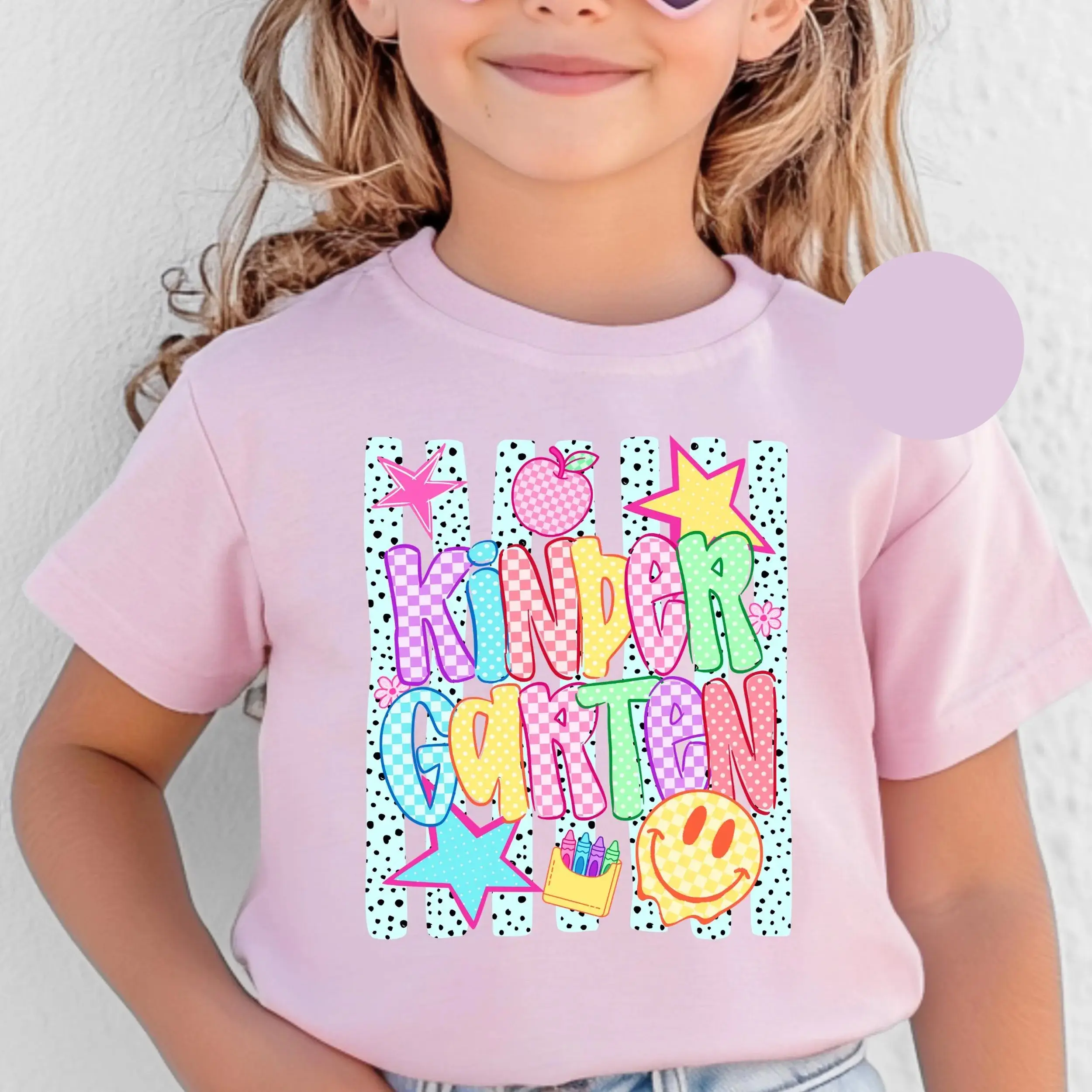 Kindergarten Back To School Y2k Graphic Tee, First Day of School Youth Shirt, Preppy Smiley Face Kindergarten T-Shirt for Men, Women and Kids