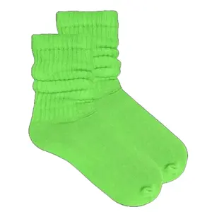 Lime Green Slouch Socks (Adult Medium - Women's Shoe Sizes 5-10) - Lightweight