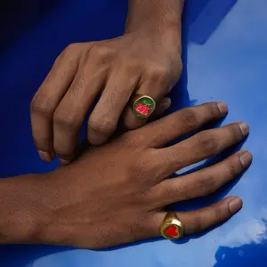 Lotus Enamel Signet Ring