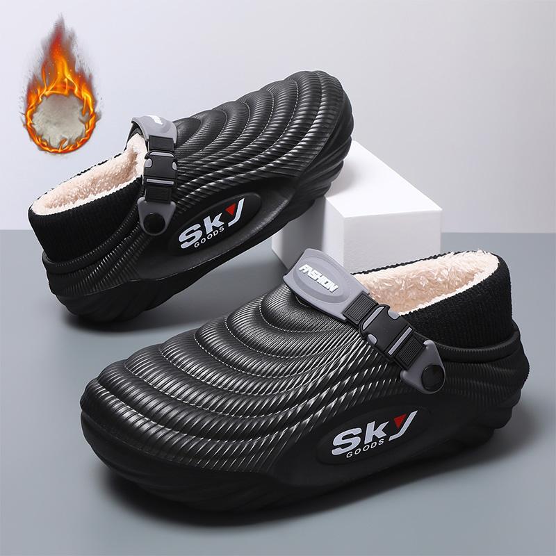Men's 2025 Anti-Slip Thick Padded Textured Fluffy Chic Comfortable Warm Winter & Autumn Cotton Plush Soft Sole Slippers