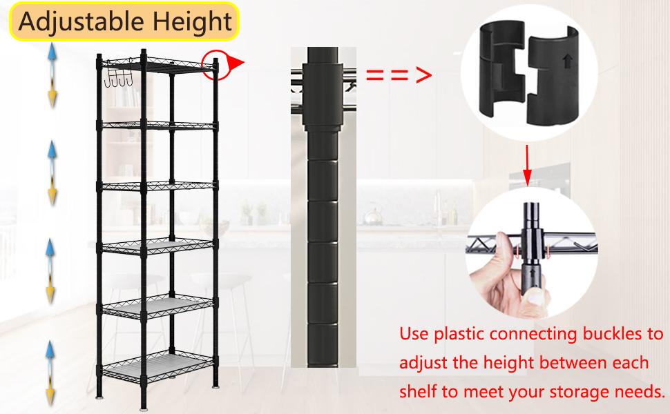 dealsforyoudays Shelf Metal Shelves 6 Tier Storage Rack Shelving Unit Organizer for Kitchen Laundry Garage Bathroom Pantry Closet Office