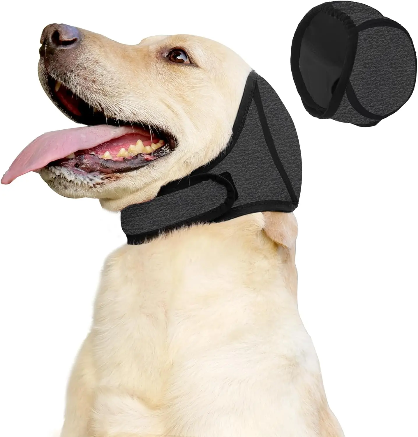 Dog Ear Muffs No Shake Ear Wrap for Hematoma, Bathing, Drying, Swimming & Noise Anxiety, Waterproof Calming Hoodie Ear Protector for Dogs